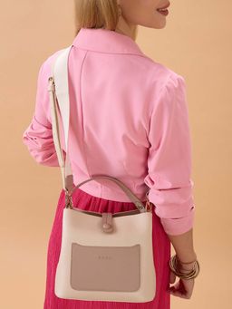 ROCIA - Women Beige Solid Sling Bag with Detachable Strap