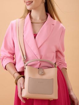 ROCIA - Women Beige Solid Sling Bag with Detachable Strap