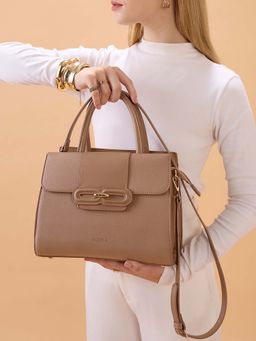 ROCIA - Women Beige Solid Hand Bag with Detachable Strap