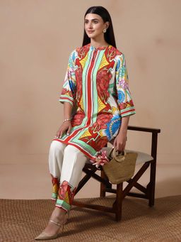 Shree - Women Liva Multicolor Printed Kurta and Pant
