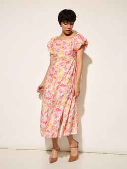 ONLY - Pink Floral Print Ankle Length Dress