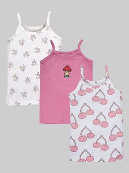 KiddoPanti - Multi-Color Cotton Printed Camisoles (Pack of 3)