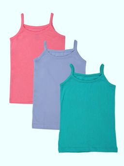 KiddoPanti - Multi-Color Cotton Solid Camisoles (Pack of 3)