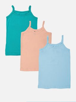 KiddoPanti - Multi-Color Cotton Solid Camisoles (Pack of 3)