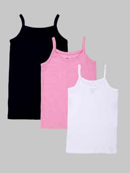 KiddoPanti - Multi-Color Cotton Solid Camisoles (Pack of 3)