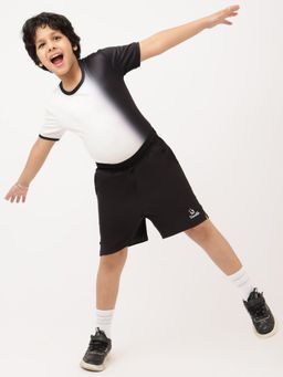 UMILDO - Black Polyester Ombre T-Shirt With Shorts