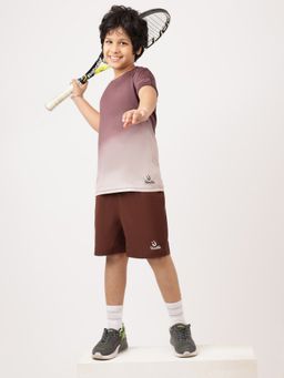 UMILDO - Brown Polyester Ombre T-Shirt With Shorts