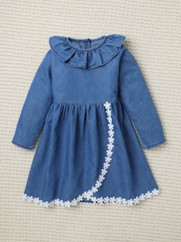 Bright Star Kids - Blue Denim Solid Dress