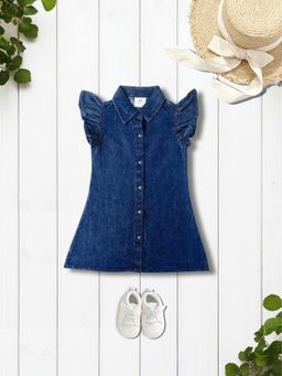 Creative Kids - Navy Blue Denim Solid Dress
