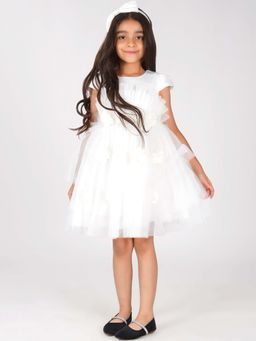 Creative Kids - White Net Solid Dress