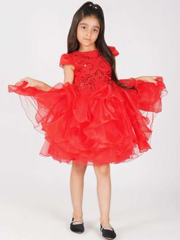 Creative Kids - Red Satin Embellished Dress