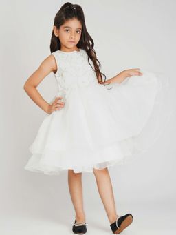 Creative Kids - White Satin Embellished Dress