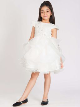 Creative Kids - White Satin Embellished Dress