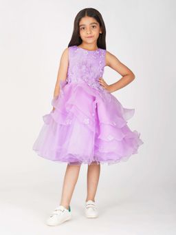 Creative Kids - Purple Satin Embellished Dress