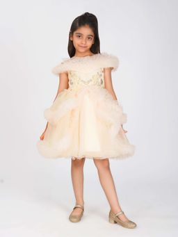 Creative Kids - Cream Satin Embellished Dress