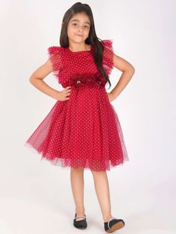 Creative Kids - Red Satin Polka Dots Dress