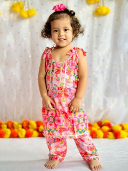 KNITROOT - Multi-Color Cotton Slub Printed Kurta With Pyjama