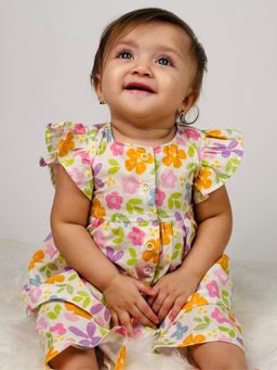 KNITROOT - Multi-Color Cotton Slub Floral Top With Pant