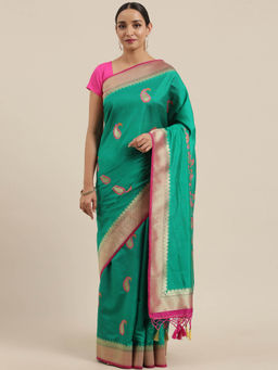 Mimosa - Women Kanjivaram Silk Saree With Unstitched Blouse