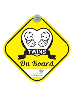 Baby Moo - Twins On Board with Vacuum Suction Cup Clip-Yellow