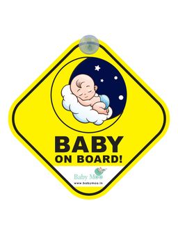 Baby Moo - Snoozing Angel Car Sign with Vacuum Suction Cup Clip-Yellow