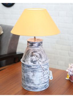 Homesake - Whitewash Milk Can Table Lamp Gold Cone
