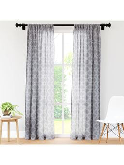Encasa Homes - Polyester Dollar White Curtain (Pack of 2) (5 Feet)