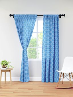 Encasa Homes - Encasa Micro Polyester Curtain - Blue (Pack of 2) (7 Feet)