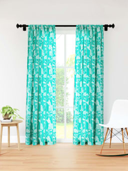 Encasa Homes - Encasa Micro Polyester Curtain - Blue (Pack of 2) (5 Feet)
