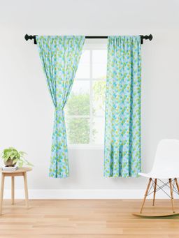 Encasa Homes - Polyester Triangles Teal Curtain (7 Feet) (Pack of 2)