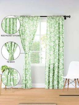 Encasa Homes - Polyester Dollar Grey Curtain (Pack of 2) (8 feet)