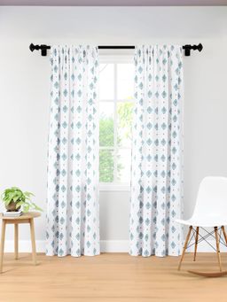 Encasa Homes - Polyester Triangles Aqua Curtain (Pack of 2) (5 Feet)