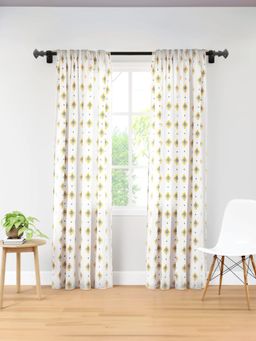 Encasa Homes - Polyester Triangles Aqua Curtain (Pack of 2) (6 Feet)