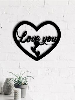 eCraftIndia - "Love You with Hearts" Black Wood Wall Art Cut out