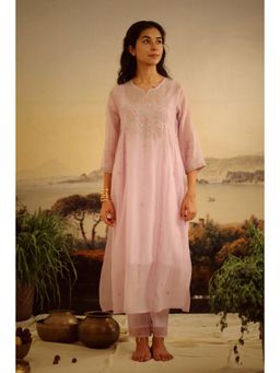 Tatwa Designs - Levander Yoke Jaal Kurta (Set of 3)