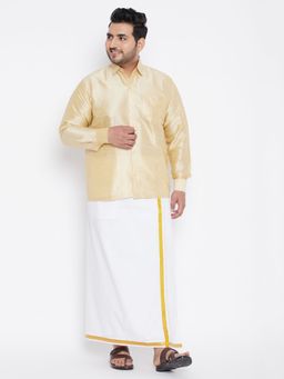 Vastramay - Men Gold Silk Blend Shirt and Mundo