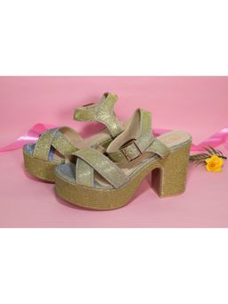 Sana K Luxurious Footwear - Green Glitter Sandal Heels for Women