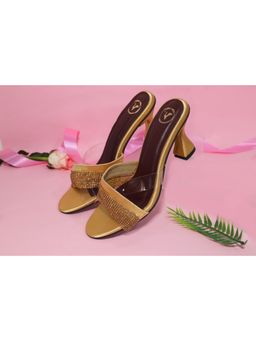 Sana K Luxurious Footwear - Glance Gold Heels for Women