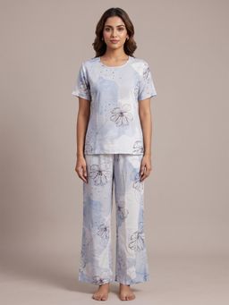 FABLUSH - Women Grey Rayon Top with Pyjama