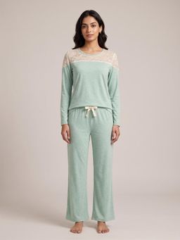 FABLUSH - Women Blue Cotton Top with Pyjama