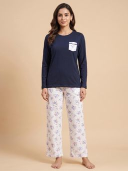 FABLUSH - Women Multi-Colour Cotton Top with Pyjama