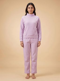 FABLUSH - Women Pink Nylon Sweatshirt with Pyjama