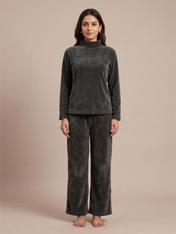 FABLUSH - Women Grey Lycra Sweatshirt with Pyjama