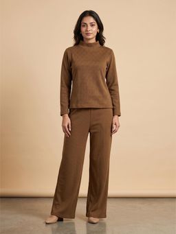 FABLUSH - Women Brown Cotton Sweatshirt with Pyjama