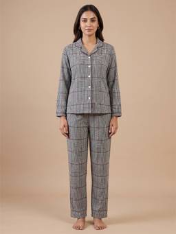 FABLUSH - Women Grey Rayon Shirt with Pyjama