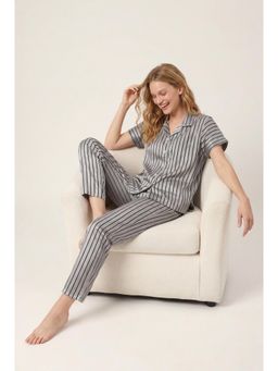 JULIANA DREAM - Women Grey Satin Shirt with Pyjama