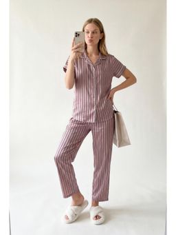 JULIANA DREAM - Women Pink Satin Shirt with Pyjama