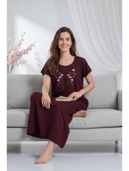 JULIANA DREAM - Women Wine Cotton Nightdress