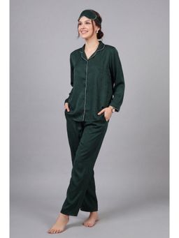 JULIANA DREAM - Women Green Satin Shirt with Pyjama