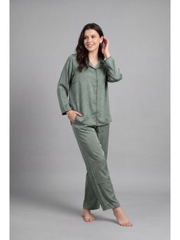 JULIANA DREAM - Women Green Satin Shirt with Pyjama